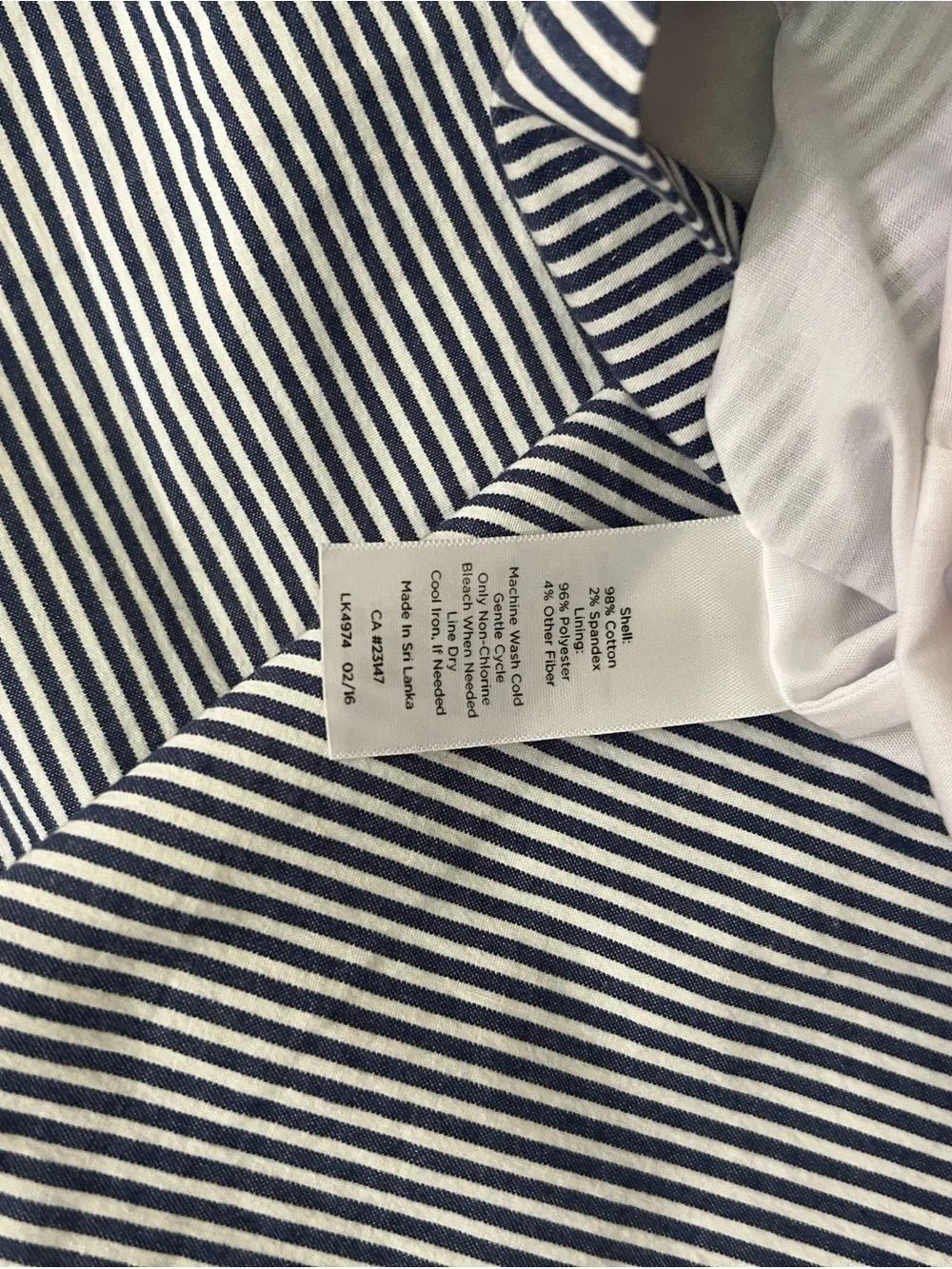 Talbots Women’s 8P Blue White Striped Woven Cotton Spandex A-Line Zip Skirt